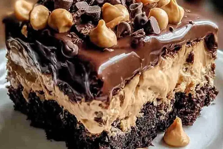 Chocolate Peanut Butter Poke Cake