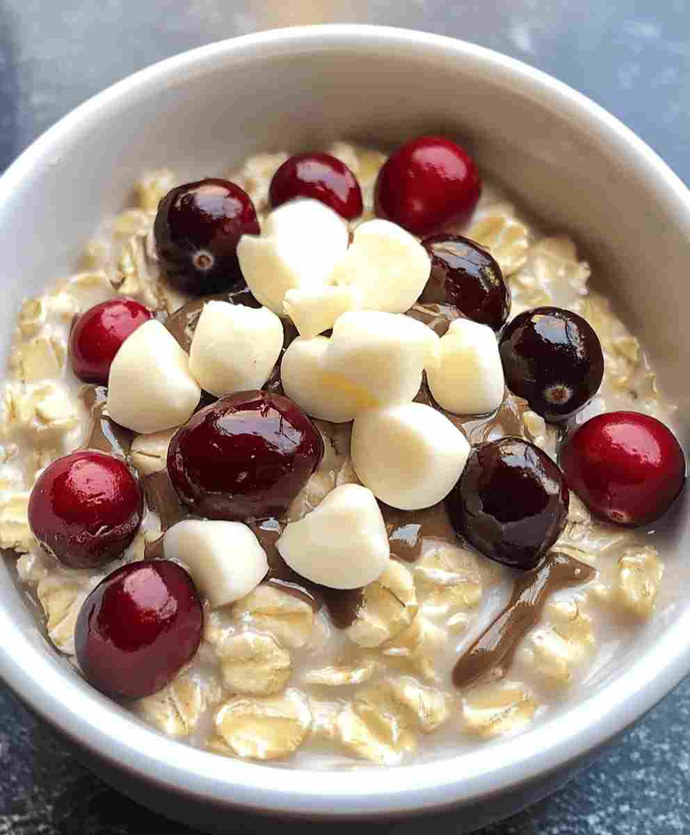 Overnight Oats with White Chocolate and Cranberries