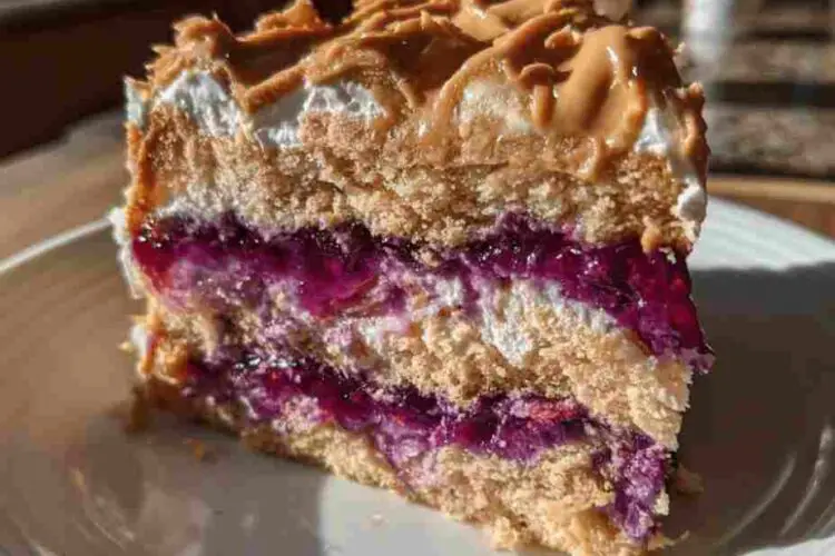 Peanut Butter and Jelly Poke Cake Joy