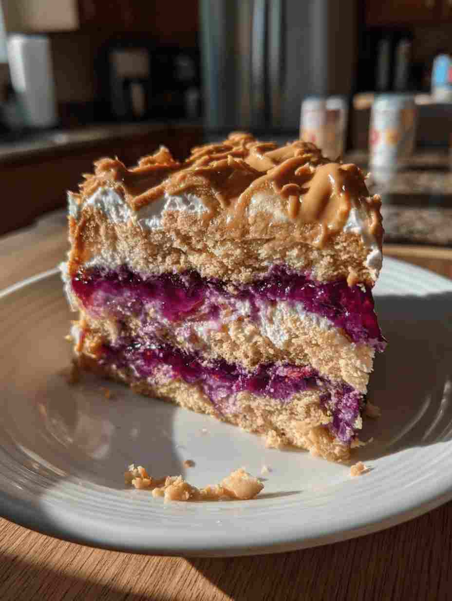 Peanut Butter and Jelly Poke Cake Joy