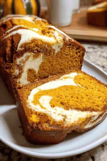 Pumpkin Bread with Cream Cheese Swirl