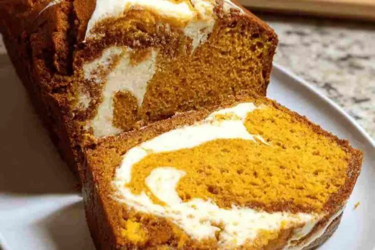 Pumpkin Bread with Cream Cheese Swirl