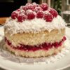 Raspberry Coconut Snowball Cake