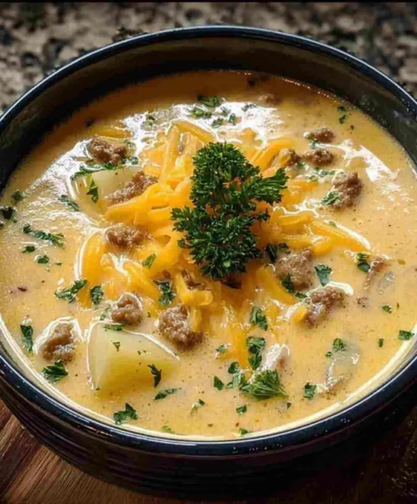 Cheesy Beef and Potato Soup