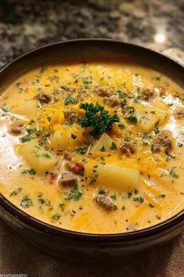 Cheesy Beef and Potato Soup