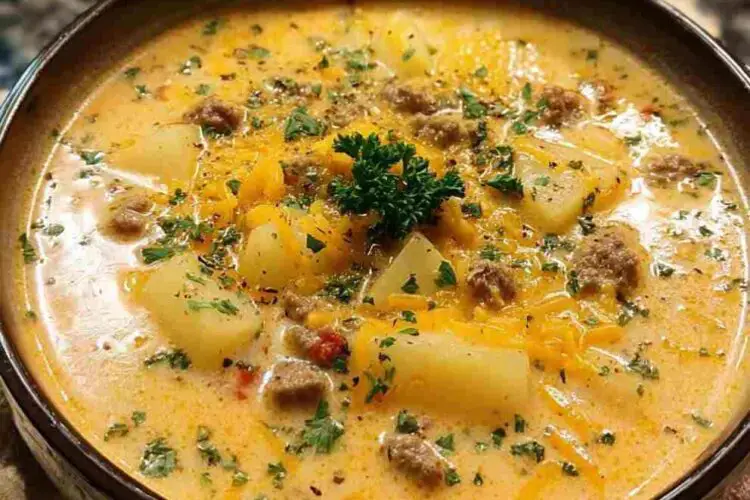 Cheesy Beef and Potato Soup