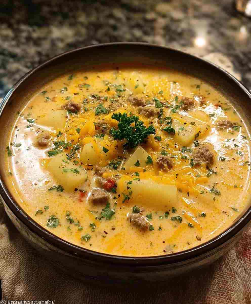 Cheesy Beef and Potato Soup