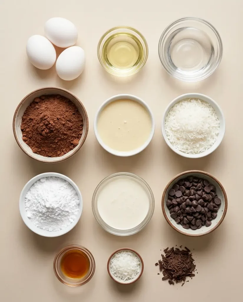 Choco Coconut Dream Cake ingredients