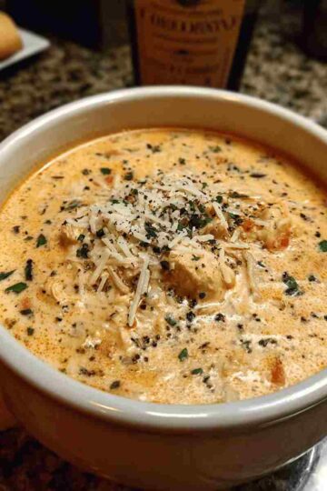 Crock Pot Creamy Chicken Parmesan Soup