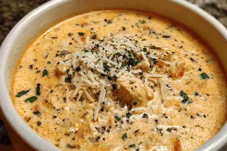 Crock Pot Creamy Chicken Parmesan Soup