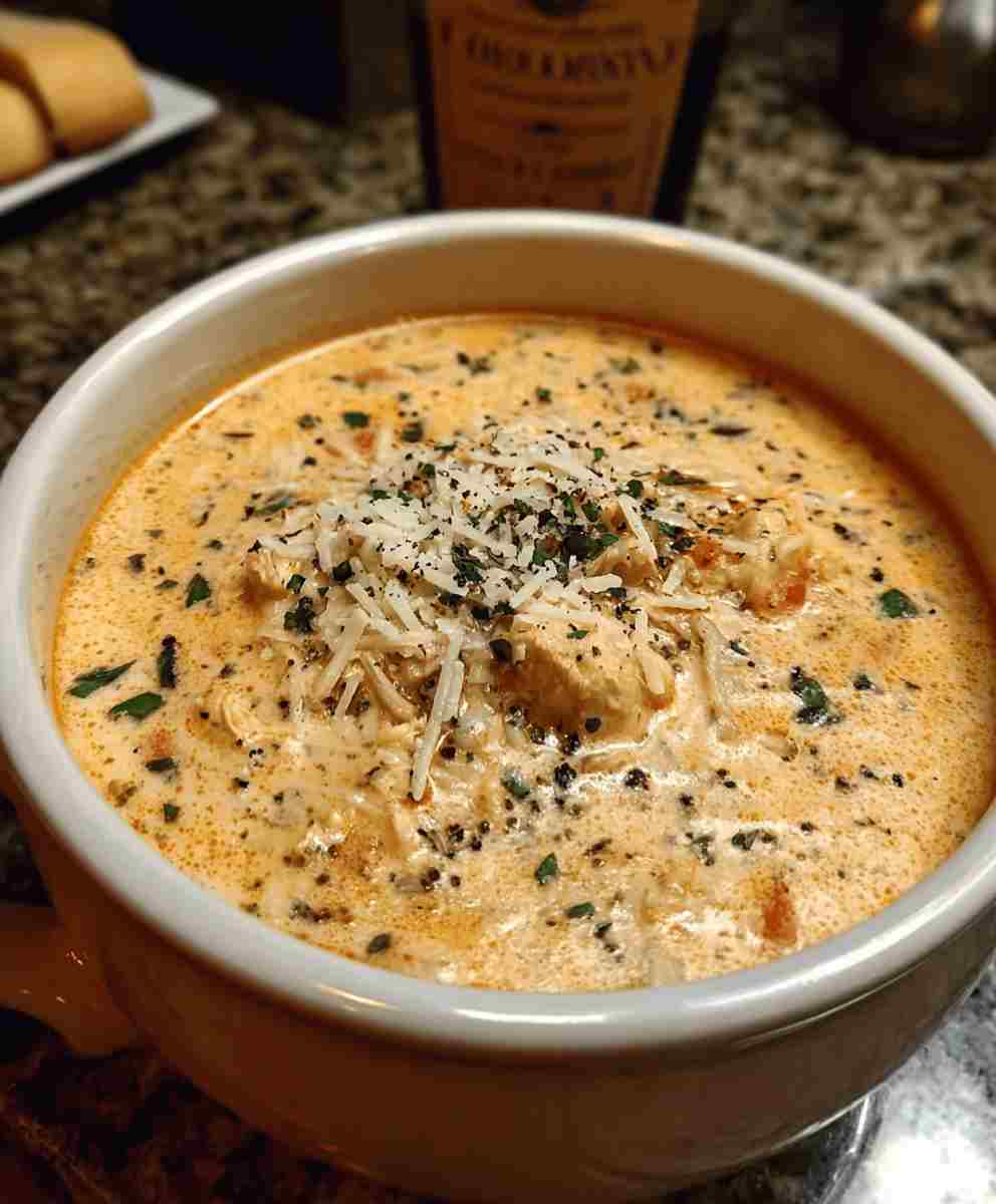 Crock Pot Creamy Chicken Parmesan Soup
