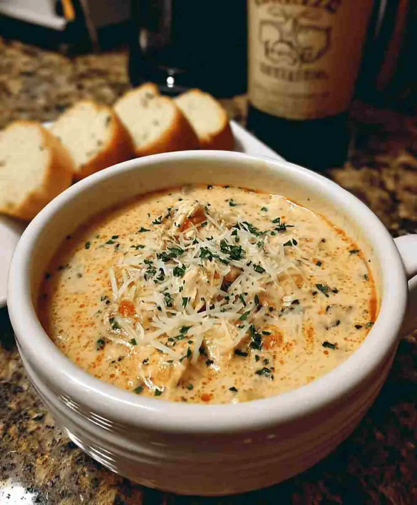 Crock Pot Creamy Chicken Parmesan Soup