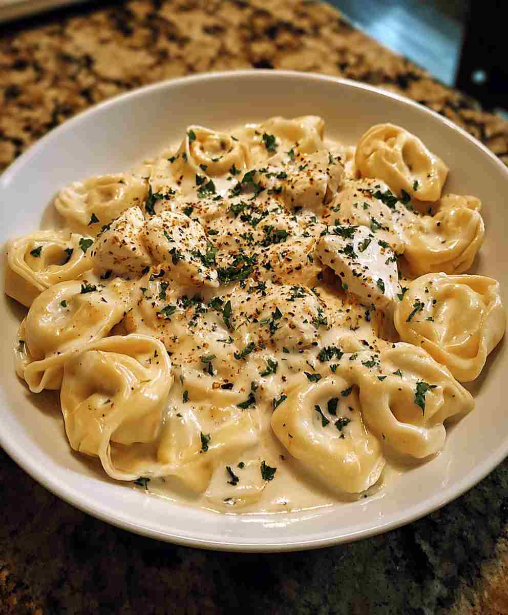 Crockpot Chicken Alfredo Tortellini