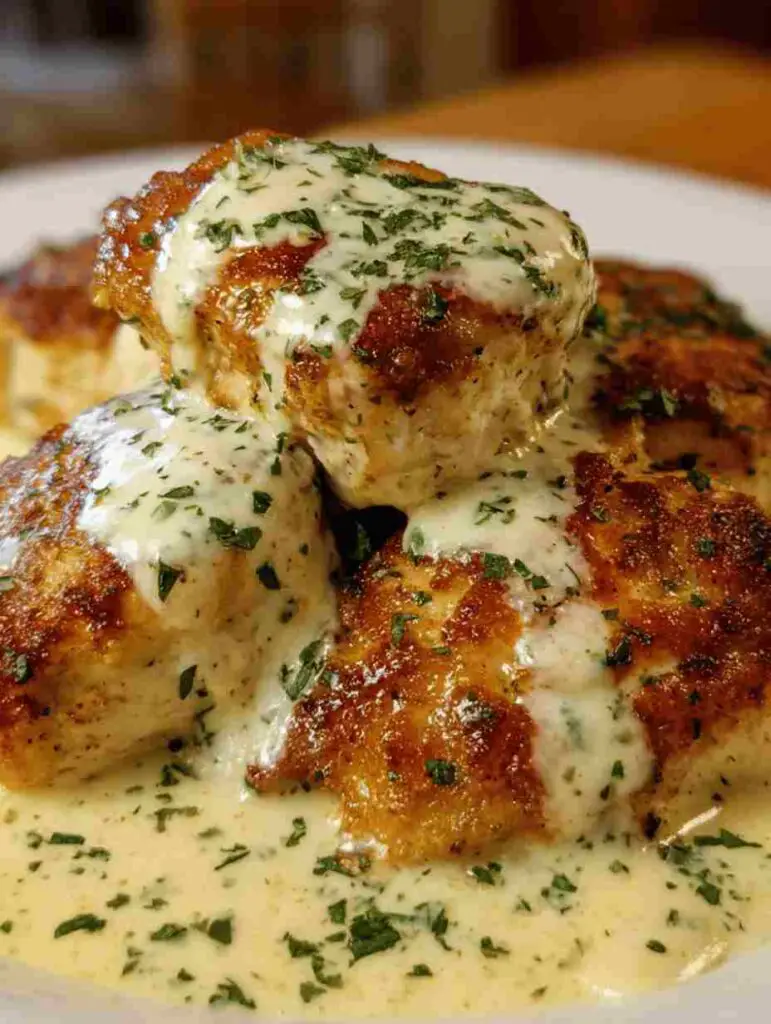 Easy Chicken Pillows with Creamy Parmesan Sauce