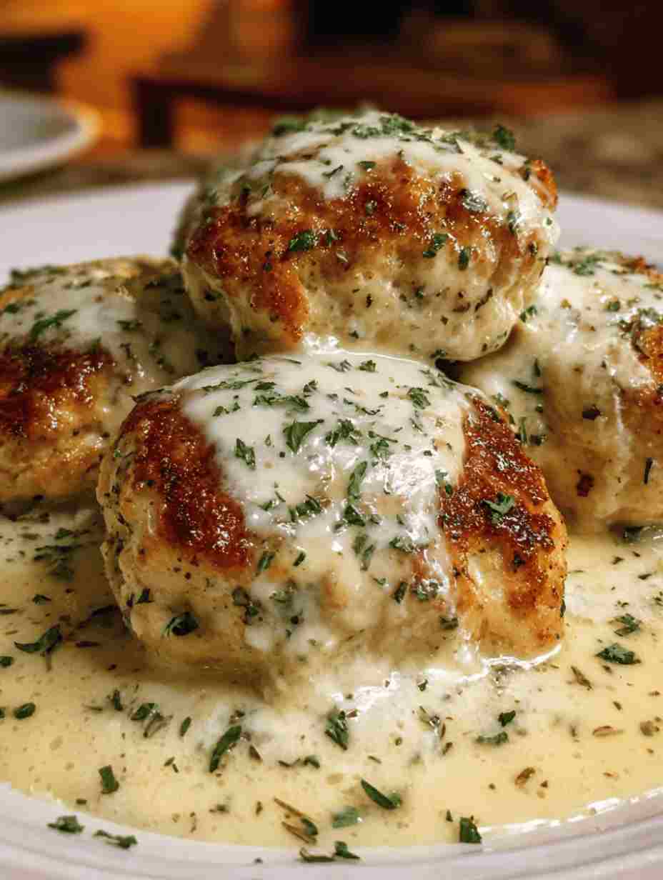 Easy Chicken Pillows with Creamy Parmesan Sauce