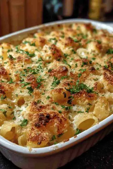 Easy Creamy Garlic Parmesan Chicken Pasta Bake