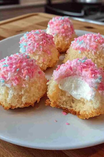 Crispy Cotton Candy Cheesecake Bombs