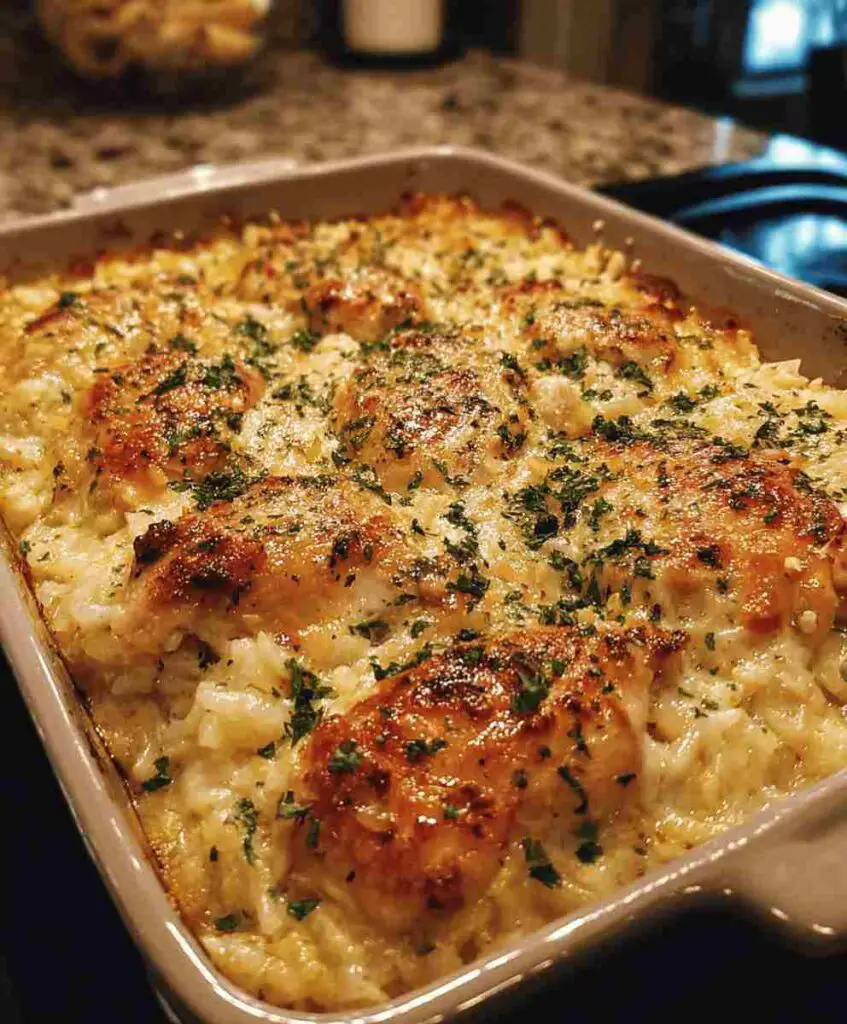 Garlic Butter Chicken and Rice Casserole