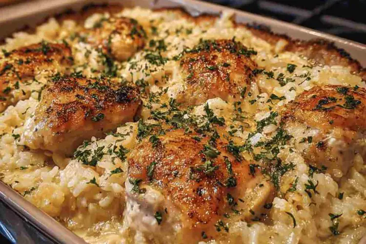 Garlic Butter Chicken and Rice Casserole