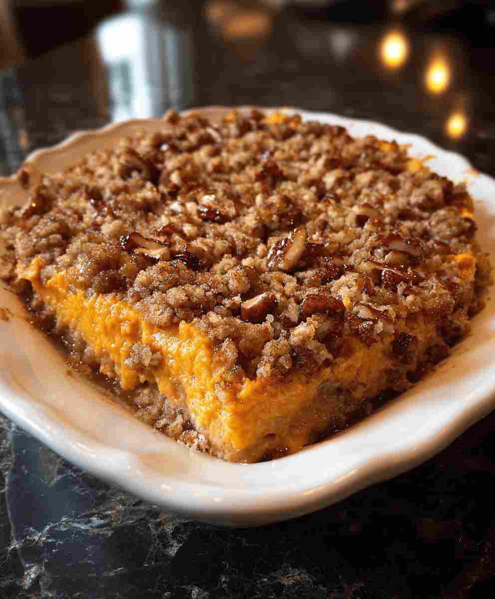 Sweet Potato Casserole with Pecan Streusel