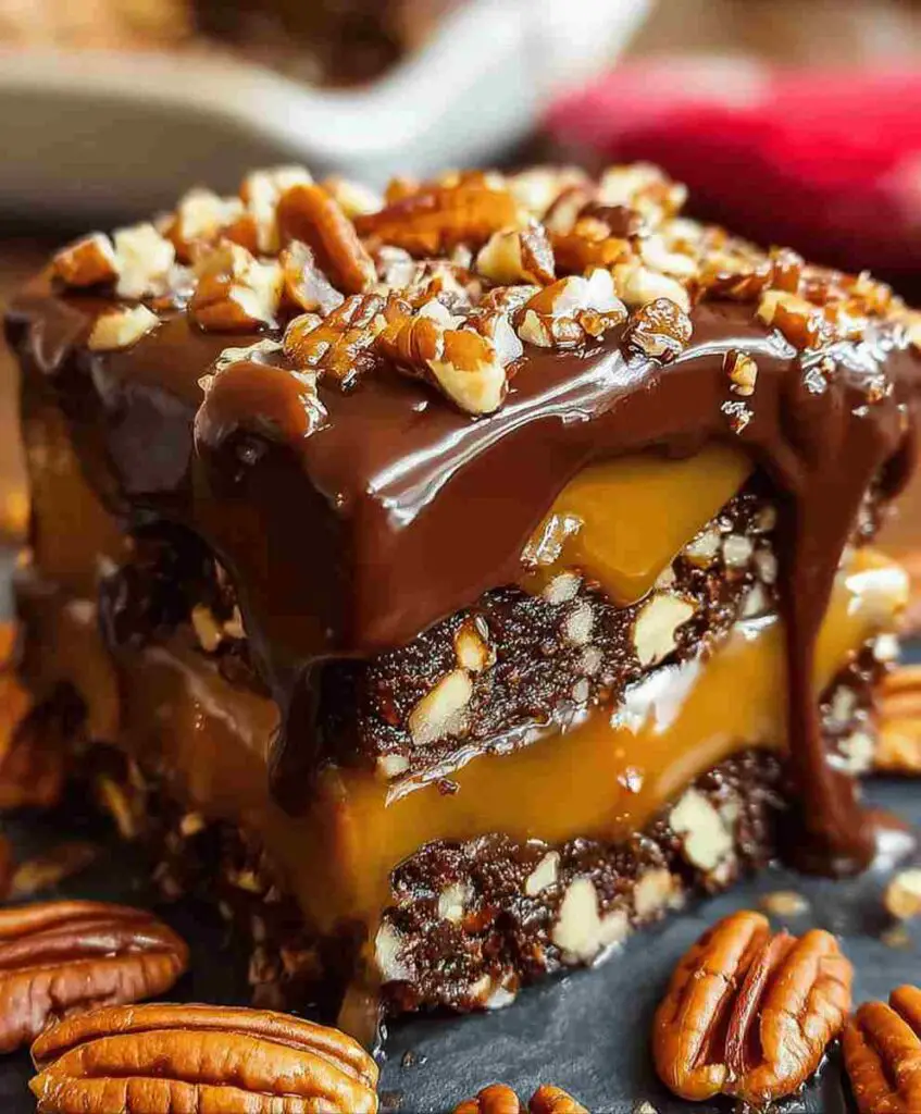 Turtle Texas Sheet Cake with Fudge and Caramel