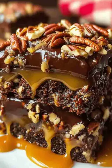 Turtle Texas Sheet Cake with Fudge and Caramel