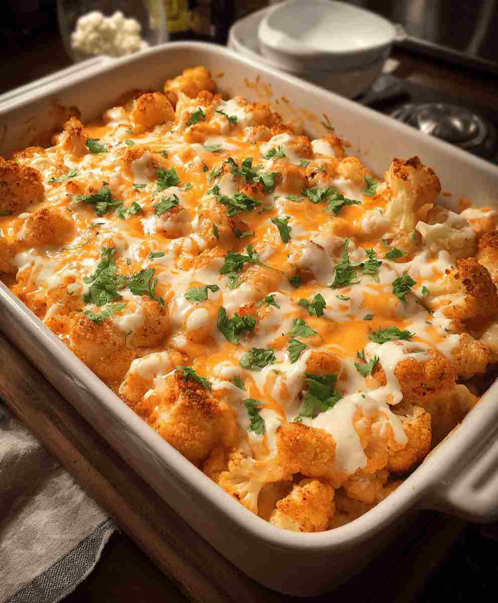 Buffalo Chicken Cauliflower Casserole