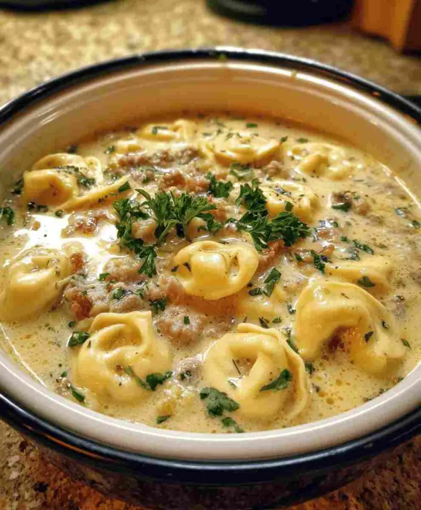 Creamy Tortellini Soup Easy Slow Cooker Dinner