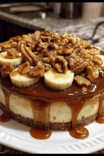 Banana Caramel Nut Cheesecake
