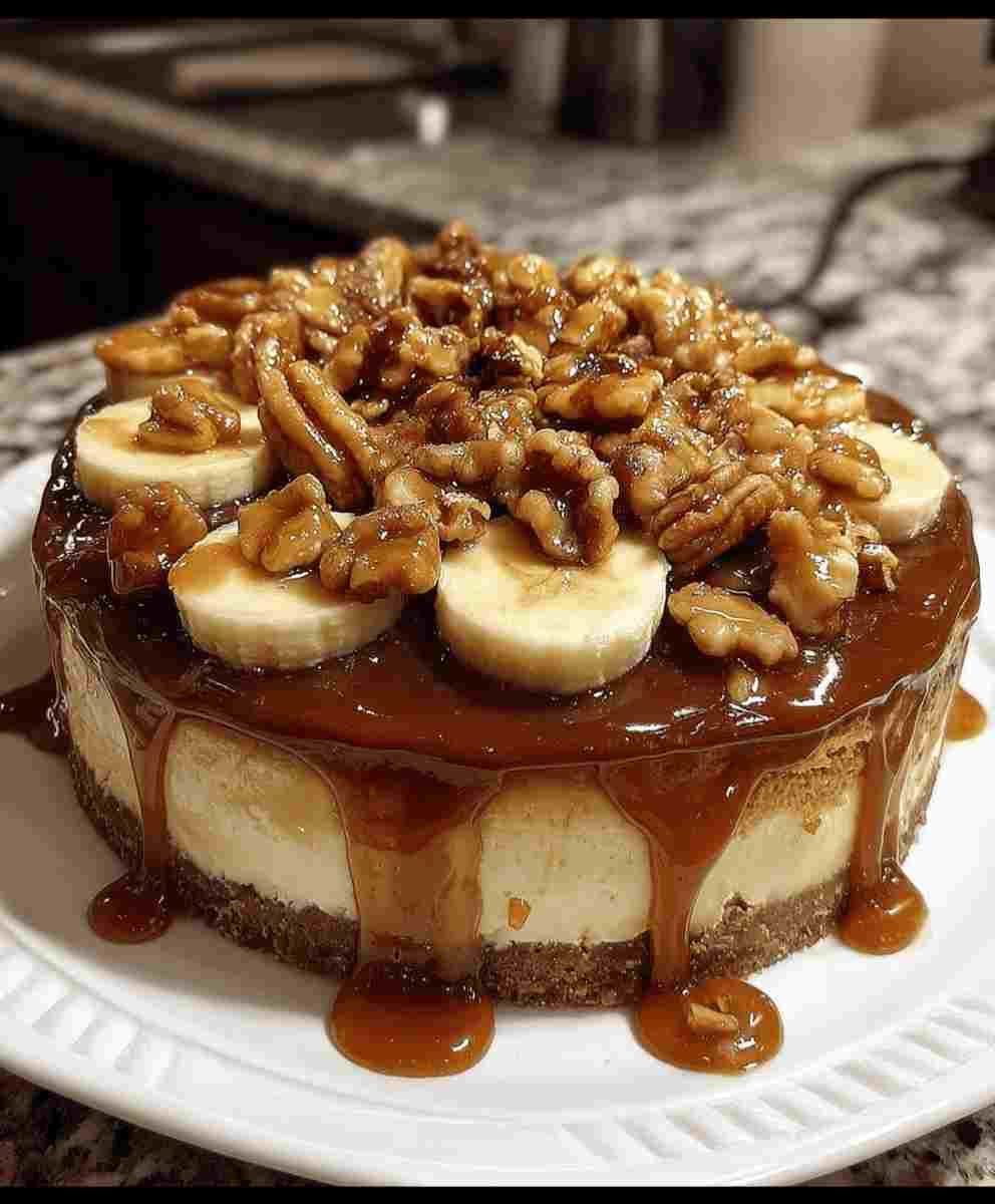 Banana Caramel Nut Cheesecake