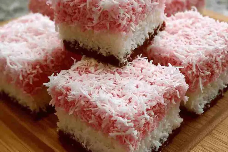 Pink Coconut Snowball Cake Bars