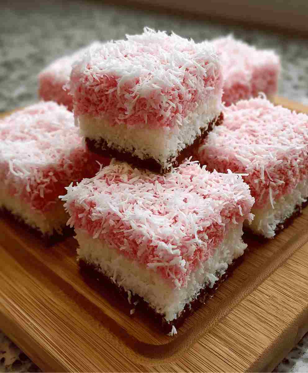 Pink Coconut Snowball Cake Bars