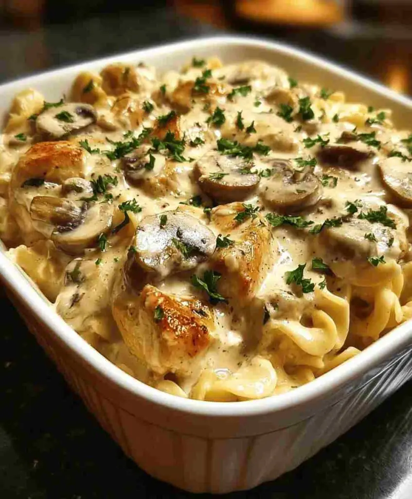 Creamy Baked Chicken Stroganoff