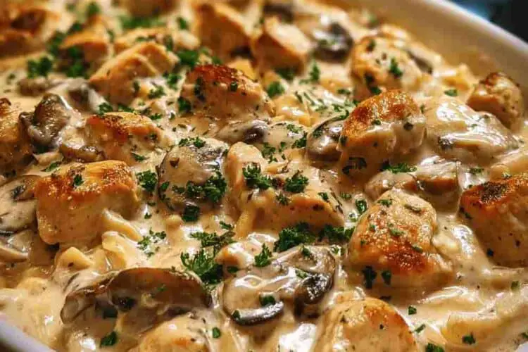 Creamy Baked Chicken Stroganoff