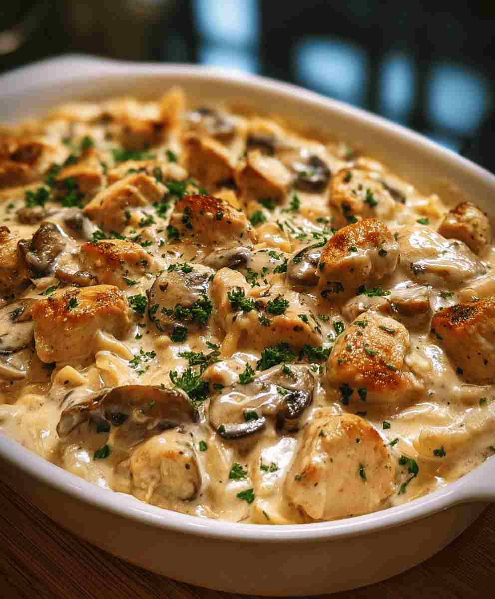 Creamy Baked Chicken Stroganoff