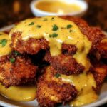 Pretzel Chicken with Mustard Cheddar Sauce