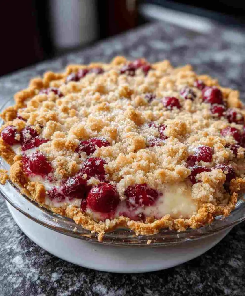 Cranberry Cream Cheese Crumb Pie