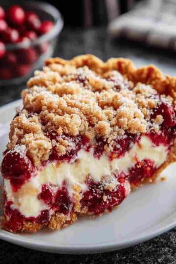 Cranberry Cream Cheese Crumb Pie