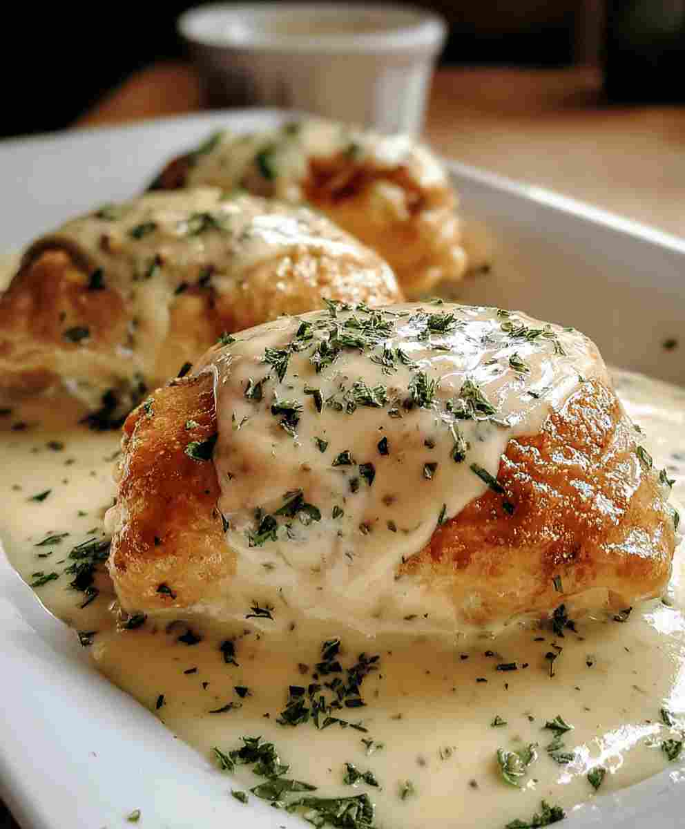 Chicken Pillows with Creamy Parmesan Sauce
