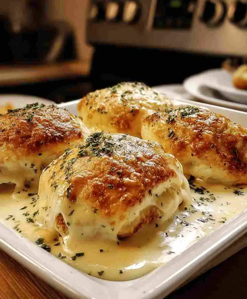 Chicken Pillows with Creamy Parmesan Sauce