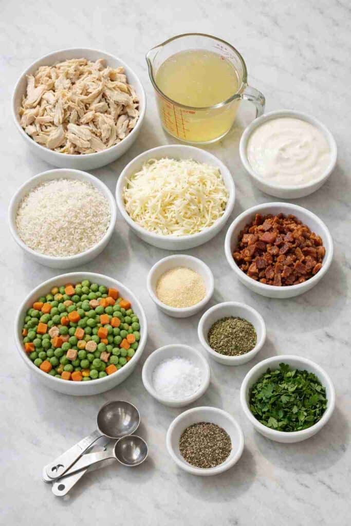 Dump and Bake Chicken Alfredo Rice Casserole