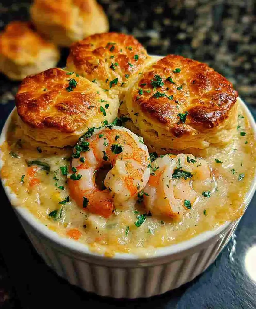 Shrimp & Lobster Pot Pie with Cheddar Bay Biscuits