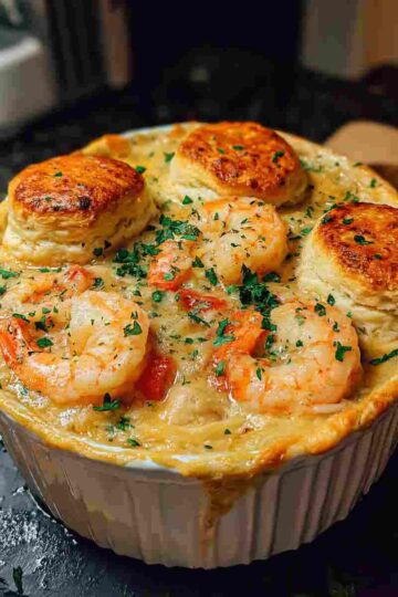 Shrimp & Lobster Pot Pie with Cheddar Bay Biscuits