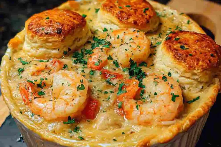 Shrimp & Lobster Pot Pie with Cheddar Bay Biscuits