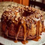 German Chocolate Pound Cake with Caramel Nut Glaze