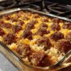 Honey Garlic Meatball Rice Bake