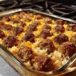 Honey Garlic Meatball Rice Bake