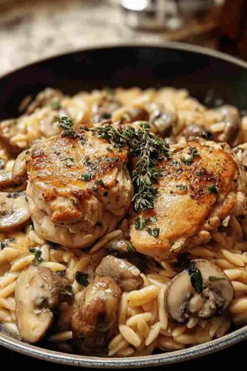 One Pot Chicken and Mushroom Orzo