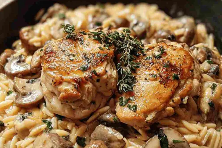 One Pot Chicken and Mushroom Orzo