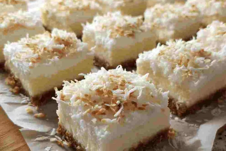 Skinny Coconut Cheesecake Bars